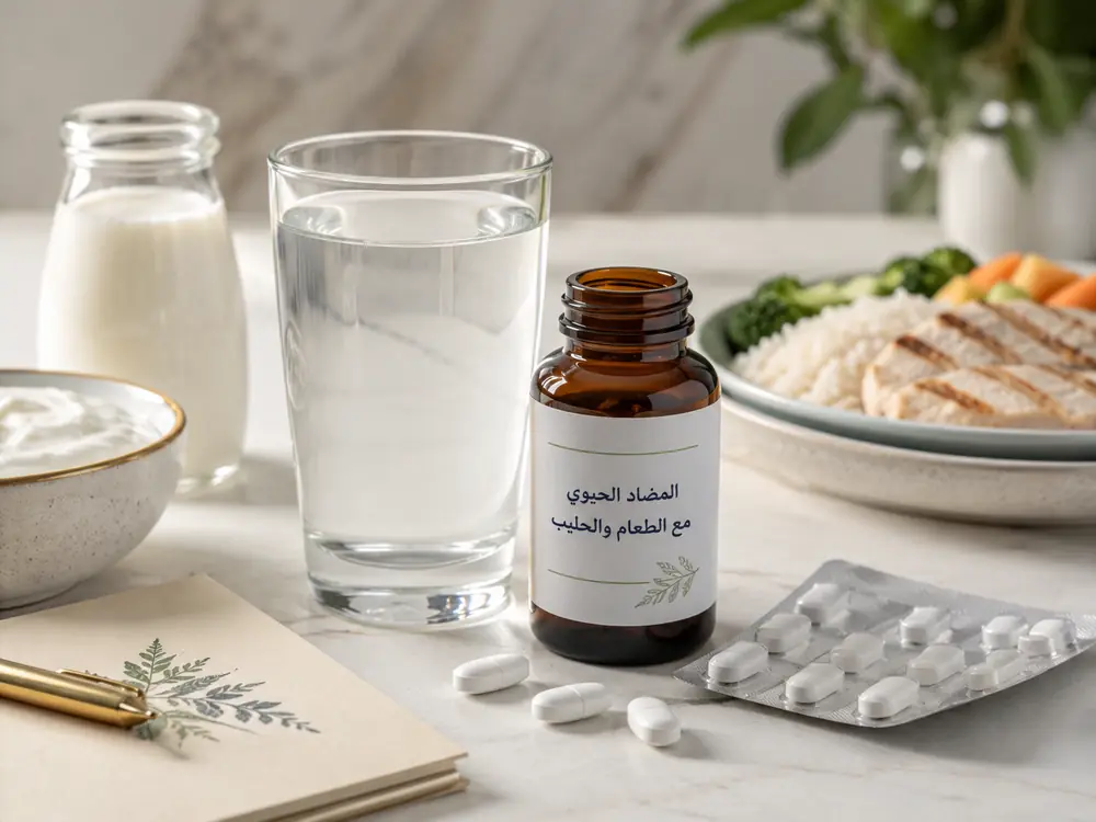 المضاد الحيوي مع الحليب والطعام