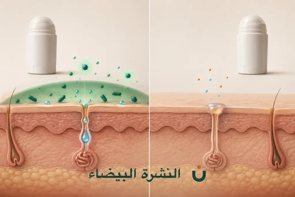 مقارنة توضيحية بين طريقة عمل مزيل العرق ومضاد التعرق للأطفال