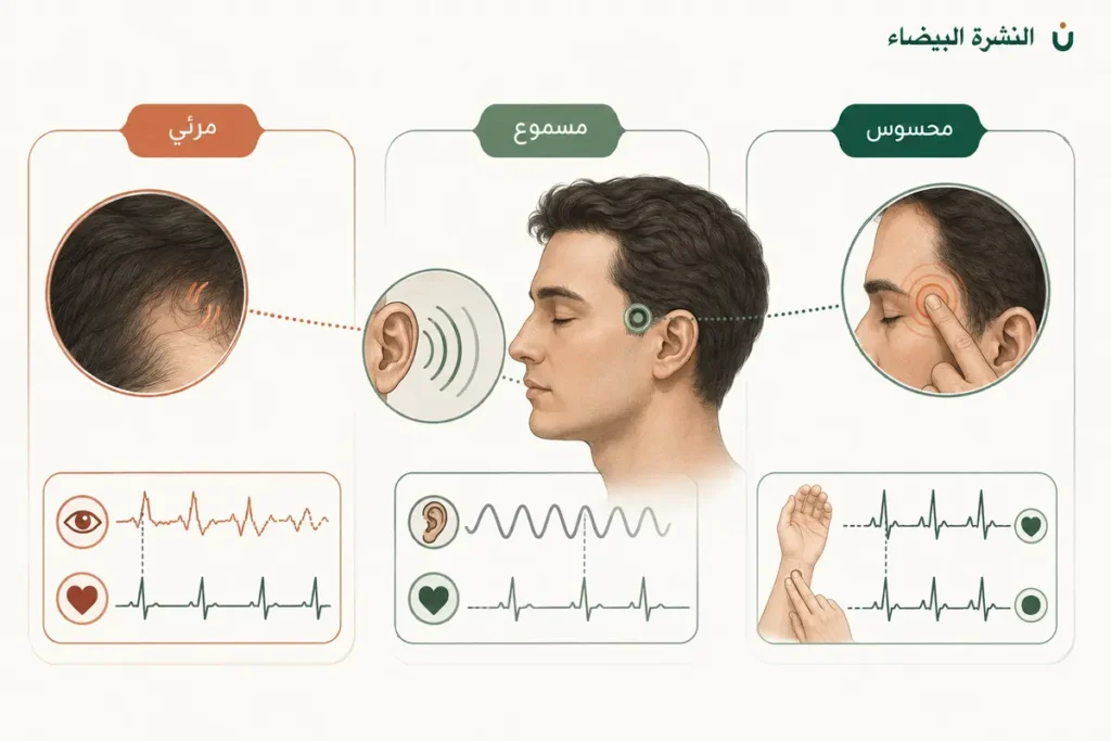 الفرق بين نبض الرأس المحسوس والطنين النابض والرفّة العضلية