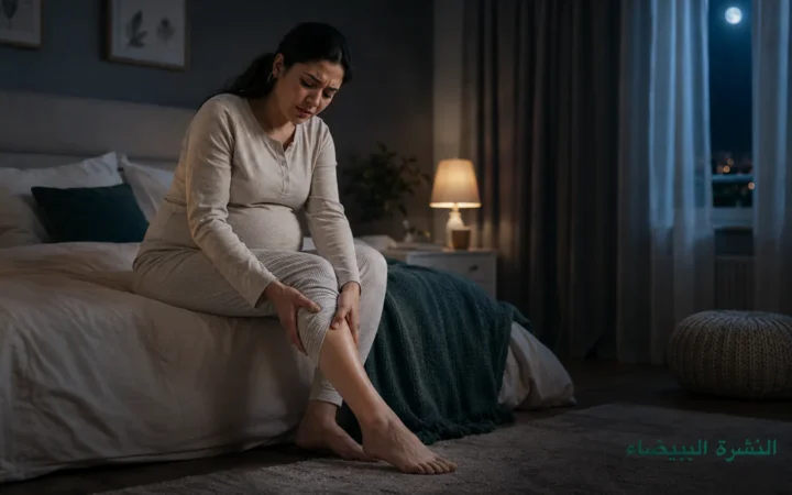 حامل تمسك عضلة السمانة بسبب تشنج الساقين في الحمل ليلًا