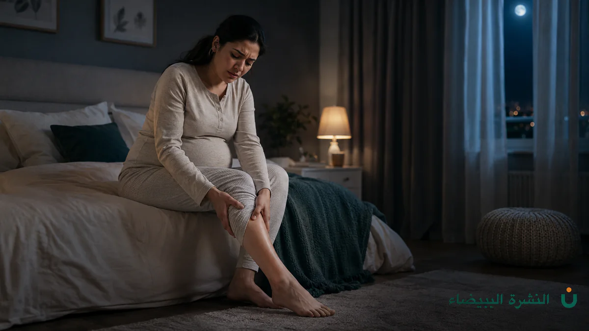 حامل تمسك عضلة السمانة بسبب تشنج الساقين في الحمل ليلًا